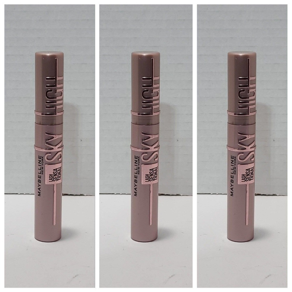 3x Maybelline Sky High Blackest Black Lash Sensational Washable Mascara .24oz